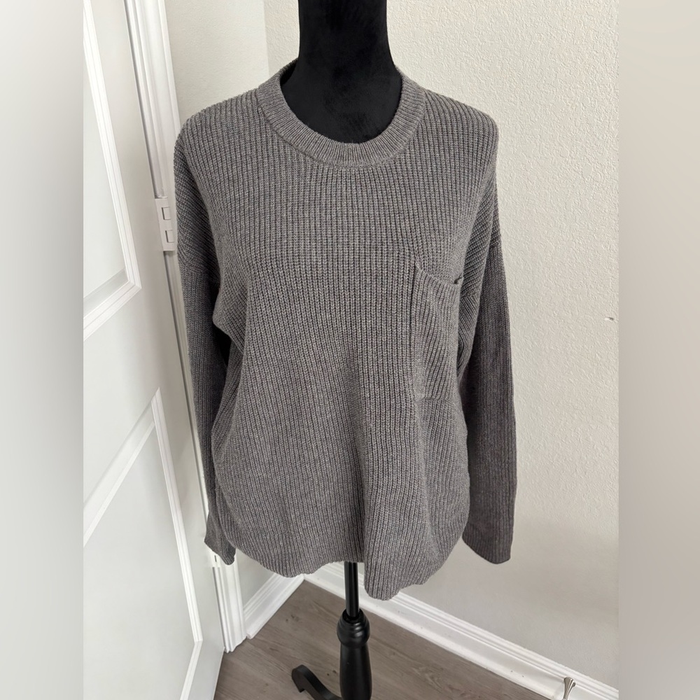 Madewell Thompson Pocket Pullover Ribbed cotton‎ Sweater - Medium NWOT
